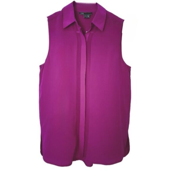 Vince Magenta sleeveless silk button-down blouse XS - Picture 3 of 8